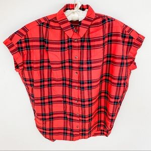 Madewell Plaid Short Sleeve Button Down Top
